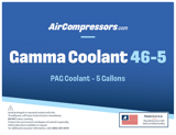 Thumbnail of Gamma Coolant 46 5 gallons PAG air compressor coolant product label